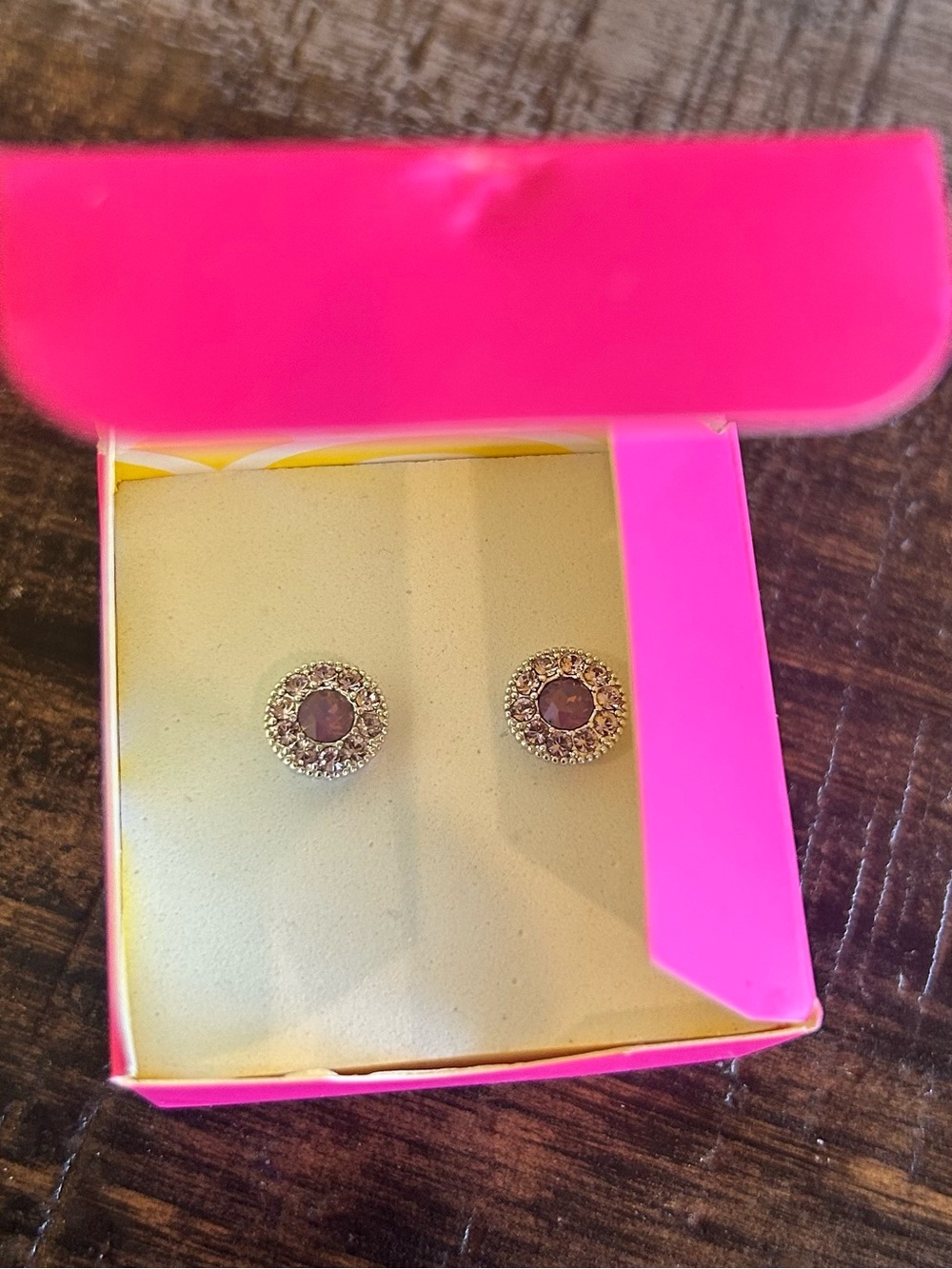 Origami Owl Rose Purple Halo Crystal Stud Earrings